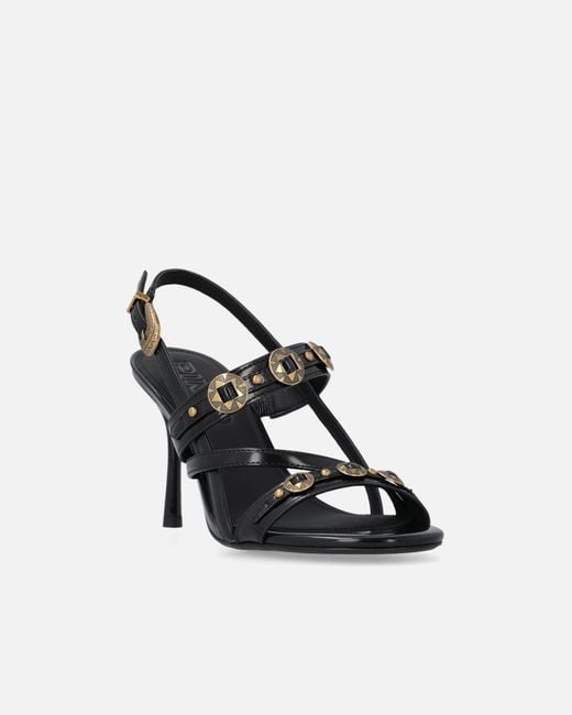 Pinko White High Slingback Sandals With Straps And Studs