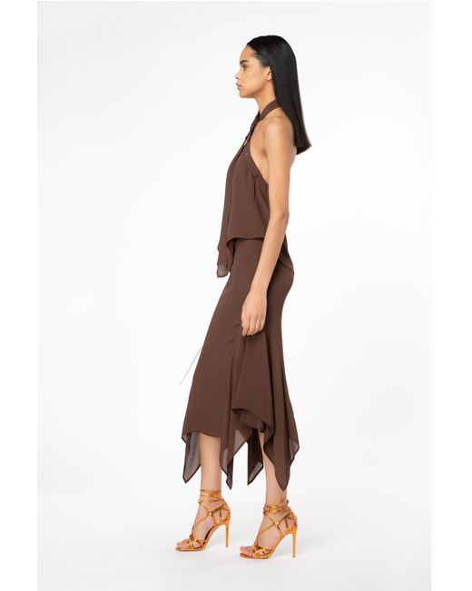 Pinko Brown Plunging-neck Top With Strap