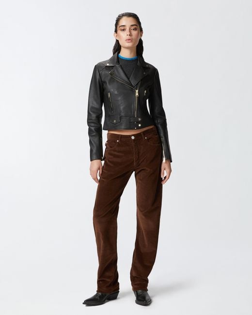 Pinko Black Nappa Leather Biker Jacket