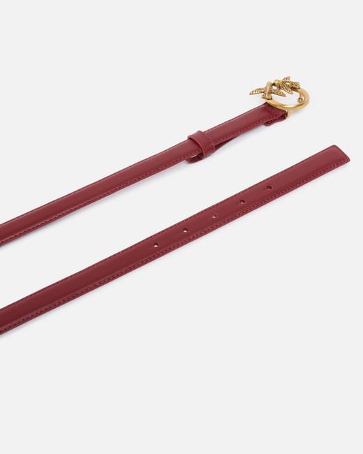 Pinko White Love Birds Thin Leather Belt 2Cm