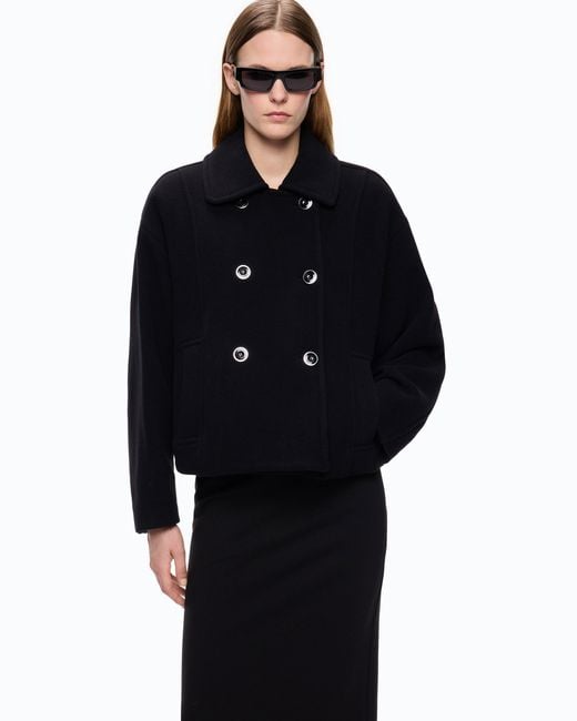 Pinko Black Double-Breasted Pea Coat