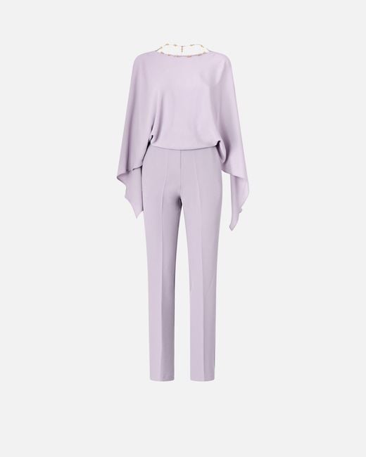 Pinko Pink Long Playsuit With Exposed Back And Jewel Necklace