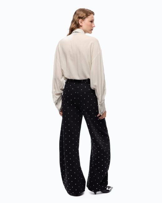 Pinko Black Barrel-Fit Trousers With Studs