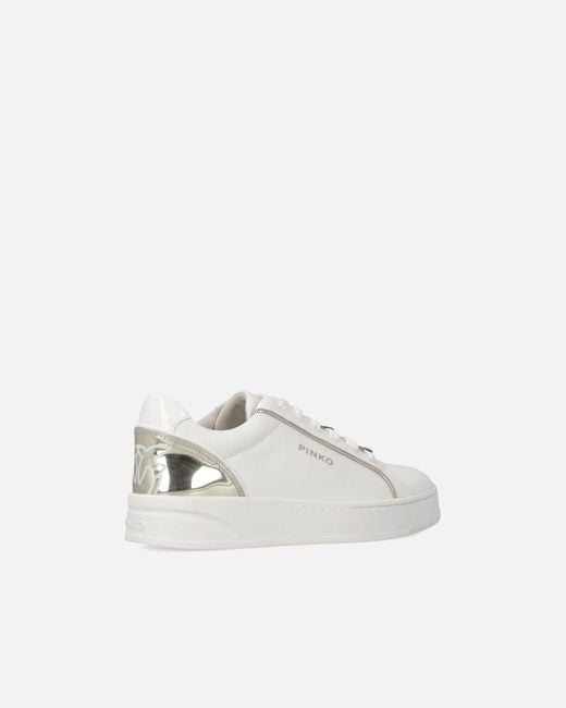 Pinko White Leather Sneakers With Logo