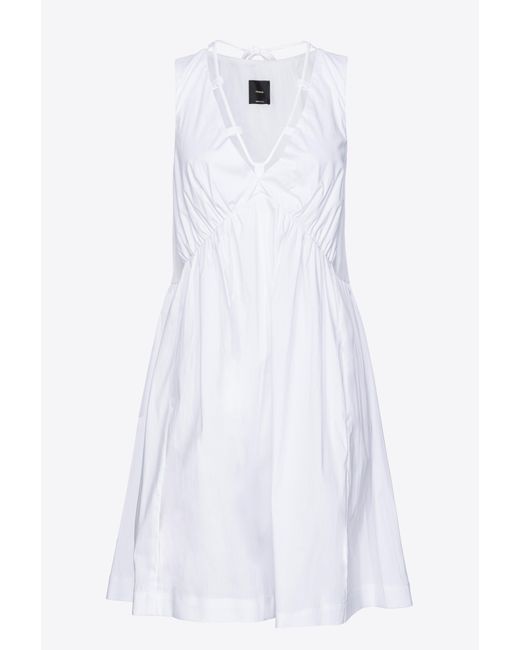 Pinko White Technical Poplin Mini Dress