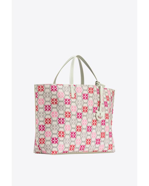 Pinko Pink Big Shopper Bag With Logo Print