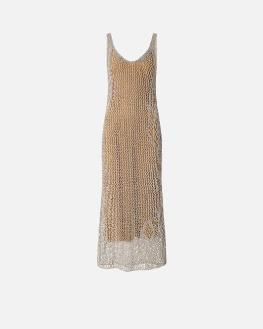 Pinko White Sequinned Mermaid Dress With Openwork