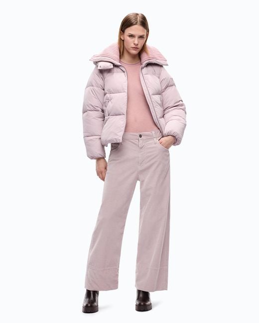 Pinko Pink Cropped Velvet Trousers With Leather Belt