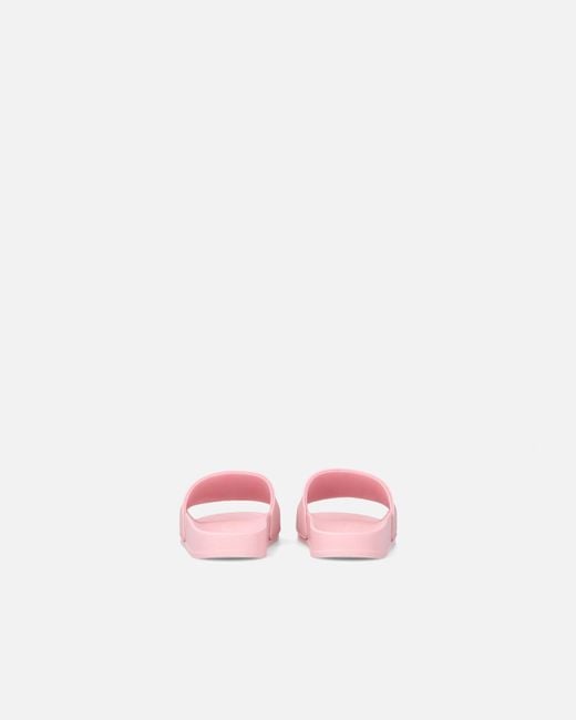 Pinko Pink Rubber Slip-On Sandals With Love Birds Maxi Logo
