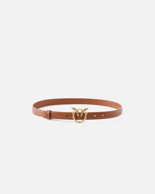 Pinko White Love Birds Thin Leather Belt 2Cm