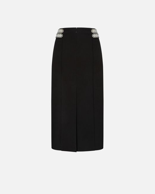 Pinko Black Midi Skirt With Metal Embellishments
