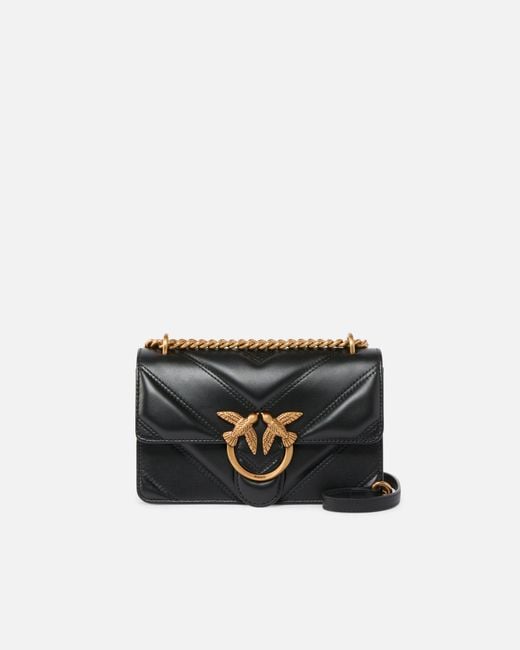 Pinko White Love Bag Mini Chevron-quilted Nappa Leather Crossbody Bag
