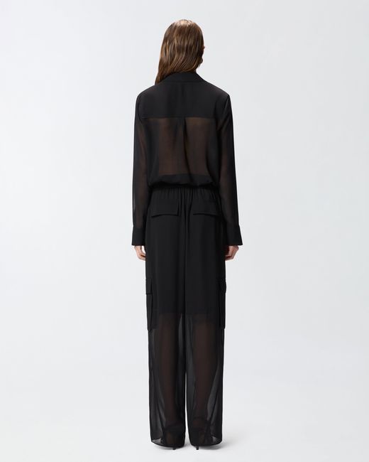 Pinko Black Semi-Sheer Shirt With Metallic Details