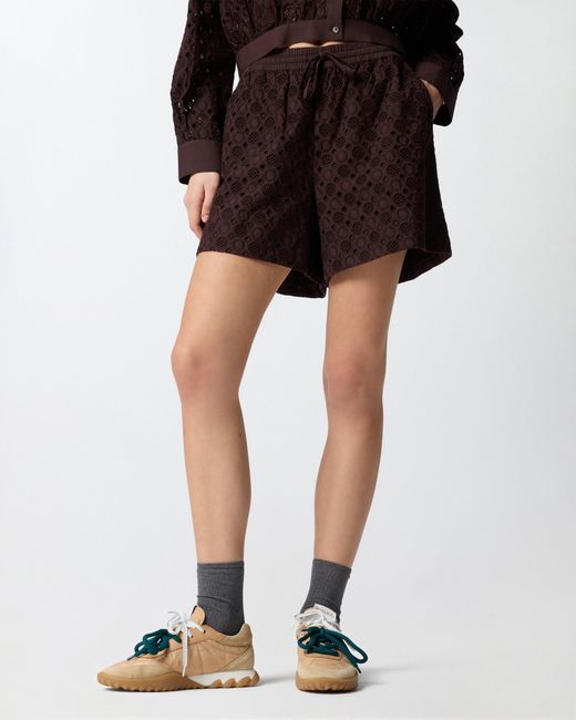 Pinko White Shorts With Openwork Motif