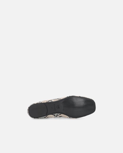 Pinko White Ballerinas With Python Print And Love Birds Logo