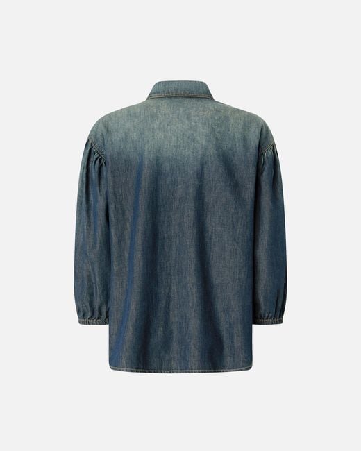 Pinko Blue Denim Shirt With Balloon Sleeves