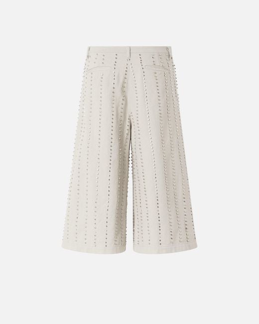 Pinko White Bermuda Shorts With Jewel Stripes