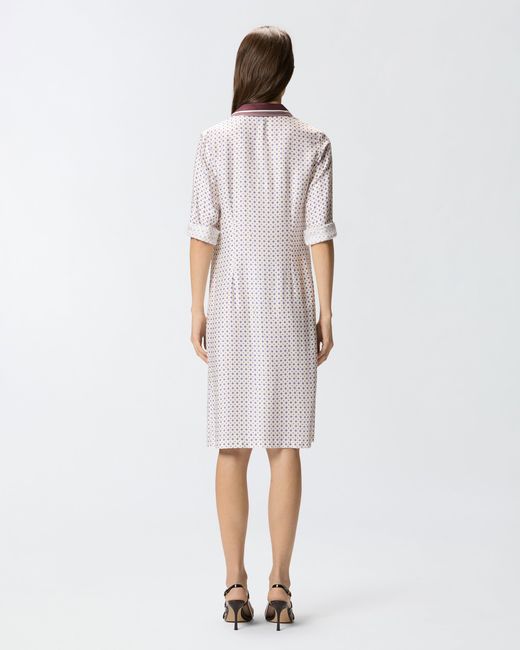 Pinko White Midi Shirt Dress With Tie Print