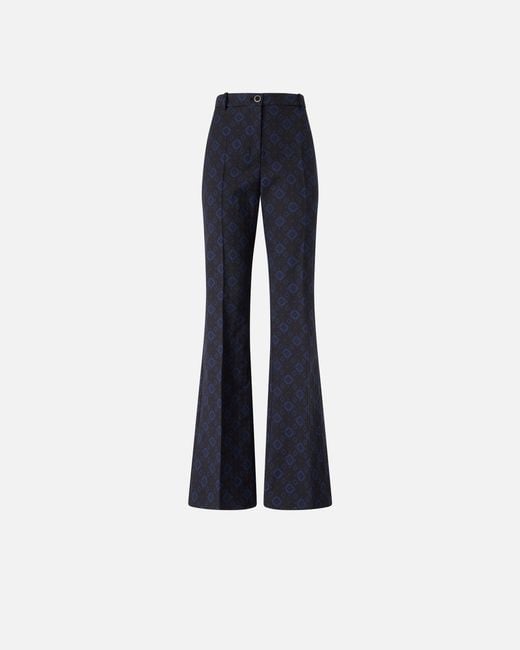 Pinko Blue Trousers With A Geometric And Floral Motif