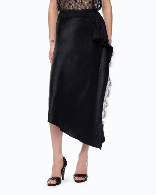 Pinko Black Asymmetric Midi Skirt