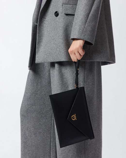 Pinko Black Leather Clutch With Love Birds Logo