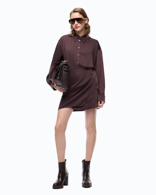 Pinko Brown Mini Dress With Button Fastening