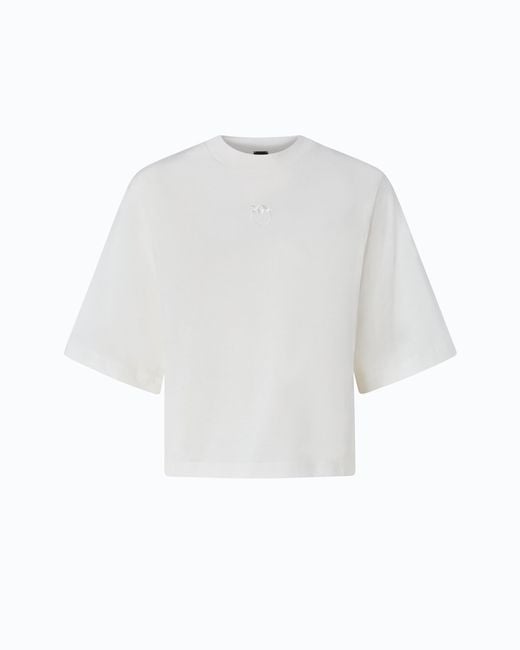 Pinko White T-Shirt With Wide Sleeves And Love Birds Logo