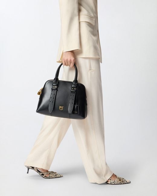 Pinko Black Escape Bag Medium Leather Handbag