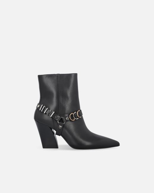 Pinko White Booties With Metal Inserts And Love Birds Logo