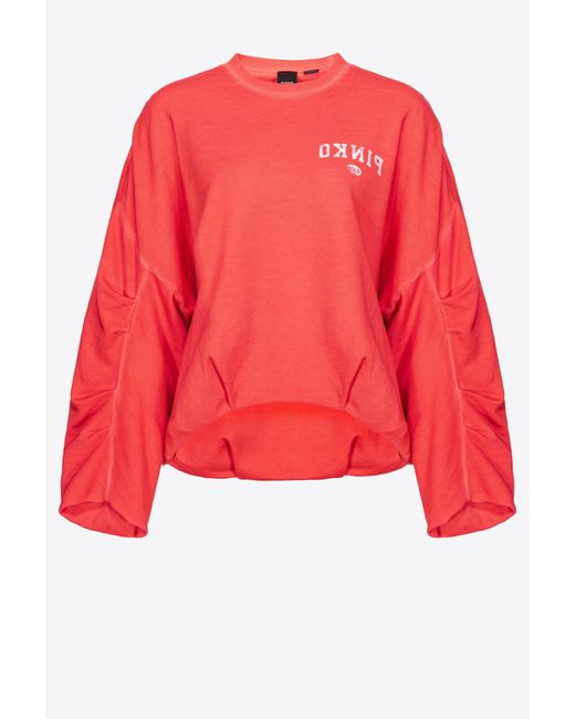 Pinko Red Oversized Sweatshirt With Logo Print