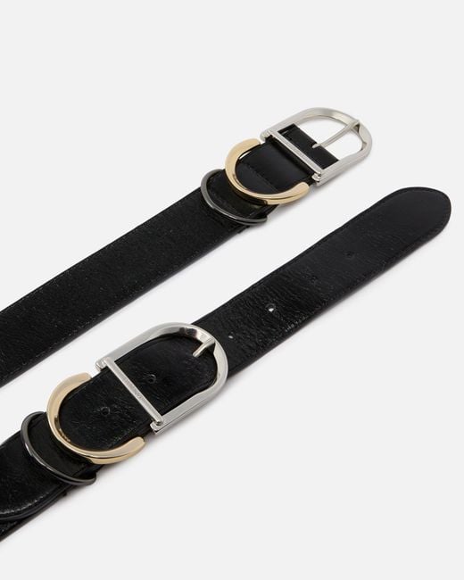 Pinko White Shiny Leather Belt With Metal Loops, 4 Cm