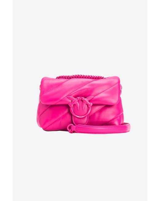Mini Love Bag Puff in nappa color block di Pinko in Pink