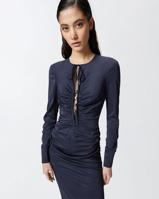 Abito Midi Con Gancetti Metallici di Pinko in Blue