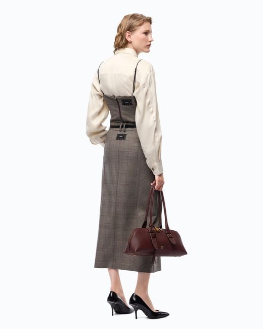 Pinko Gray Check Top With Lace