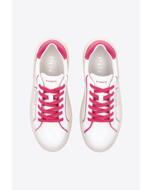 Pinko Leather Sneakers With Contrasting Details in Pink | Lyst