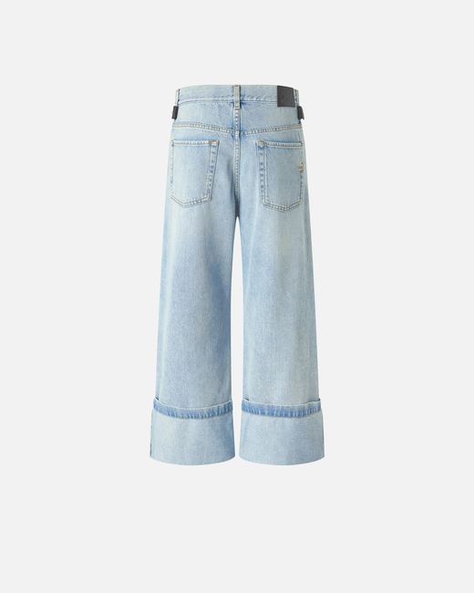 Pinko Blue Cropped Jeans With Leather Belt