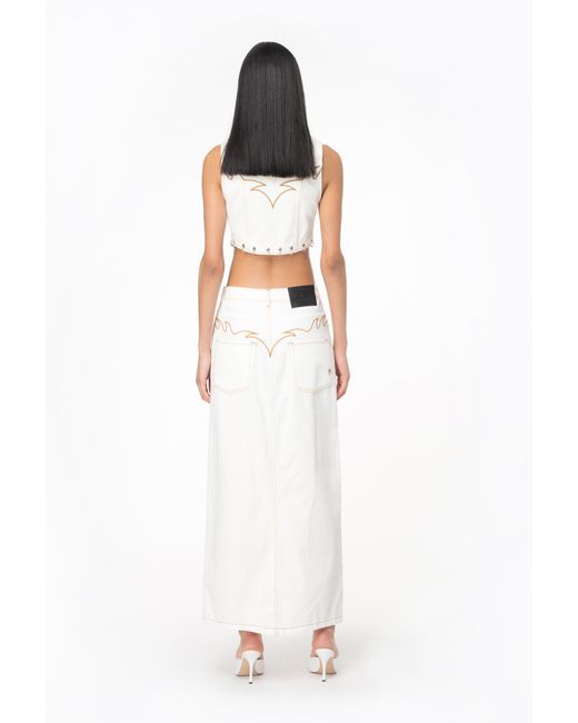 Pinko White Vest With Contrasting Embroidery