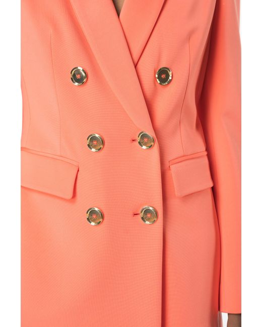 Pinko Pink Double-breasted Blazer With Metal Buttons