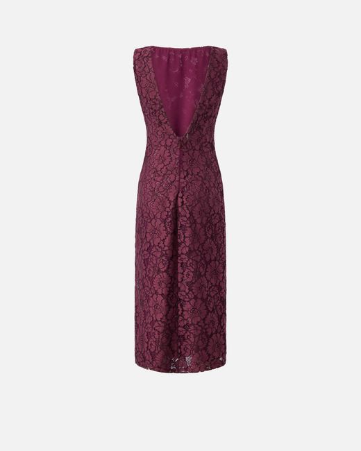 Pinko Purple Floral Lace Dress With Plunging Rear Neckline