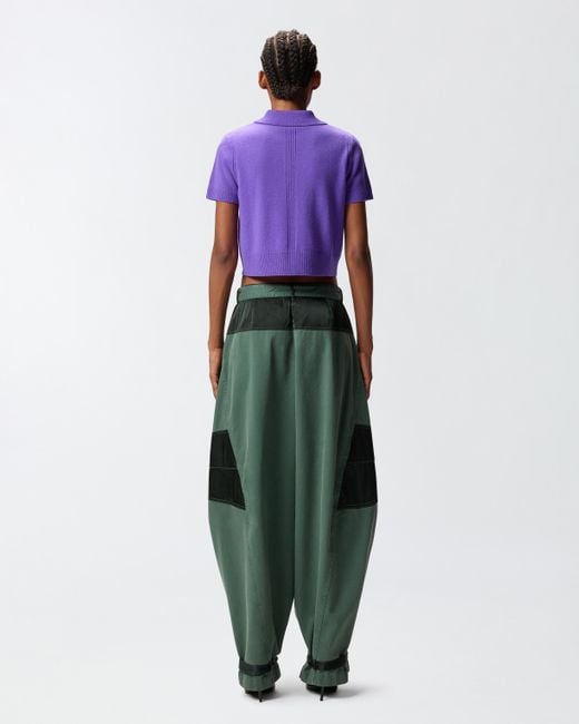 Pinko Green Utility Trousers With Contrasting Inserts