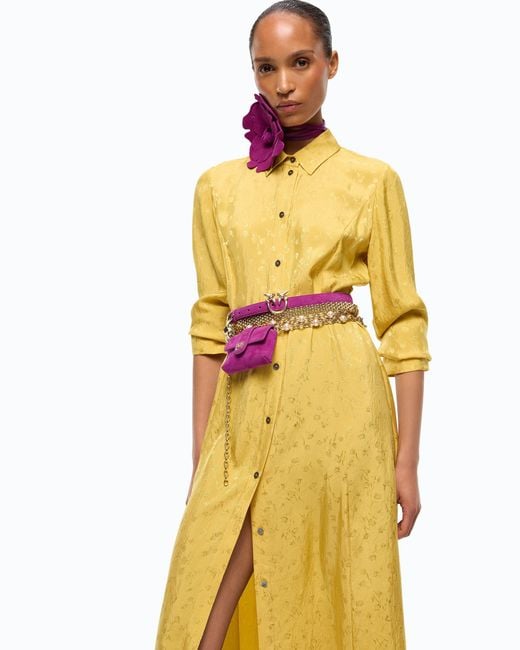 Pinko Yellow Long Shirt Dress With Belt