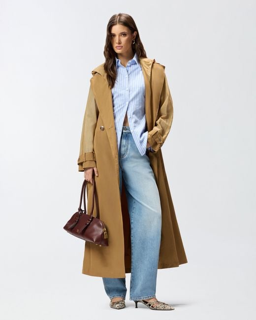 Pinko Natural Trench Coat With Sheer Inserts