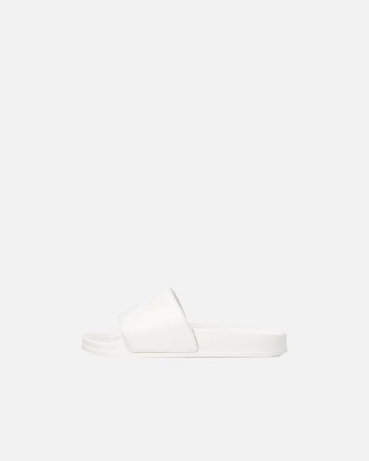 Pinko White Rubber Slip-On Sandals With Love Birds Maxi Logo
