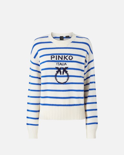Pinko Blue Striped Sweater With Logo