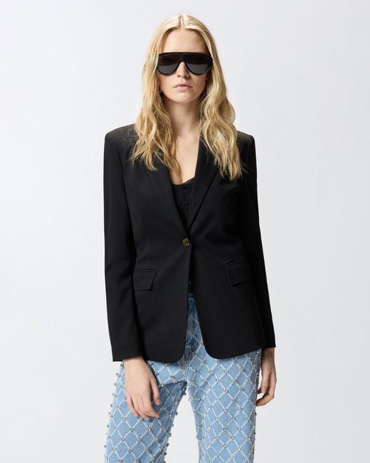 Pinko Black Fitted Jacket With-Coloured Buttons