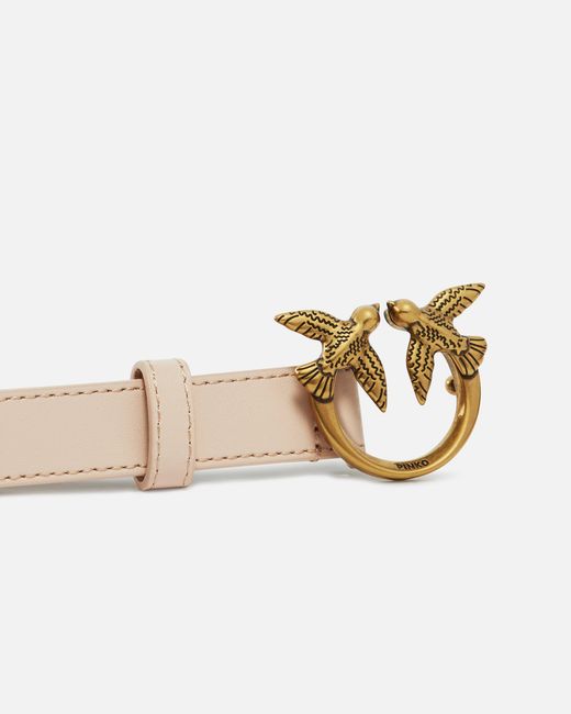 Pinko White Love Birds Thin Leather Belt 2Cm