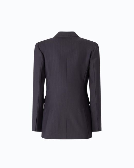 Pinko Blue Double-Breasted Slim-Fit Wool-Blend Jacket
