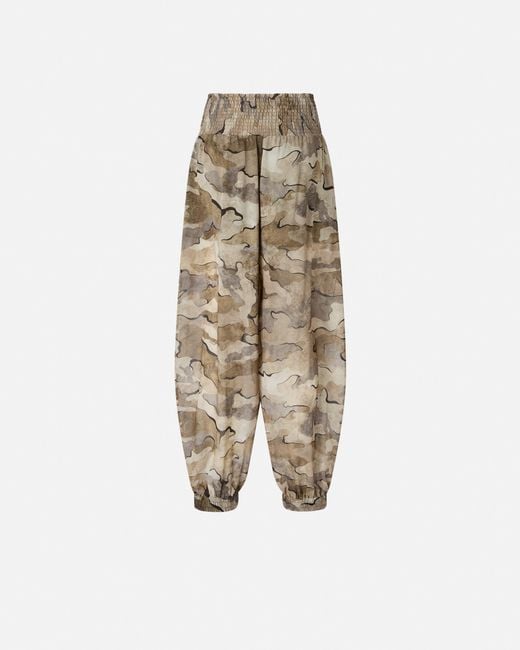 Pinko Natural Camouflage Balloon-Fit Trousers With High Waist