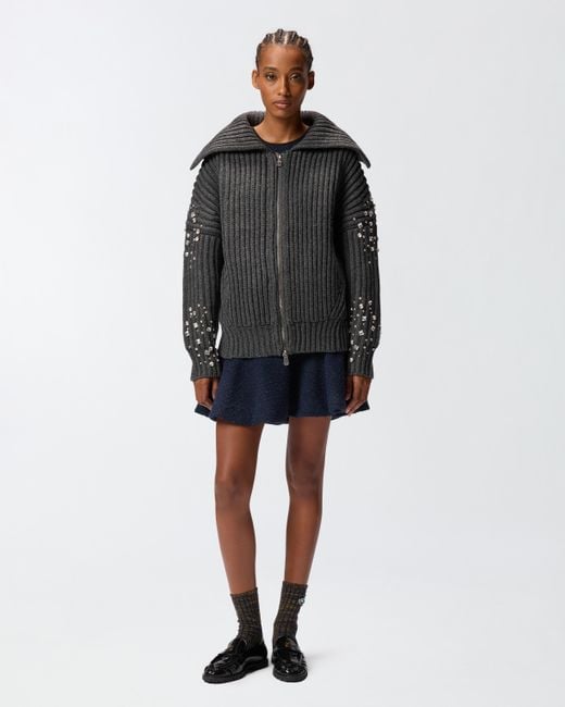 Pinko Black Cardicoat With Rhinestones