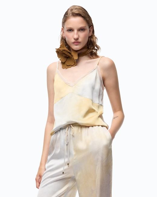 Pinko White Gradient Satin Top